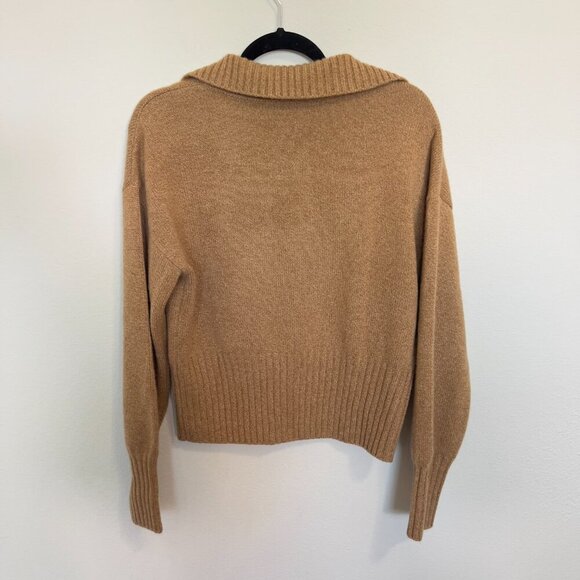 Reformation Camel Collared V-Neck Sweater Size L - Picture 7 of 7
